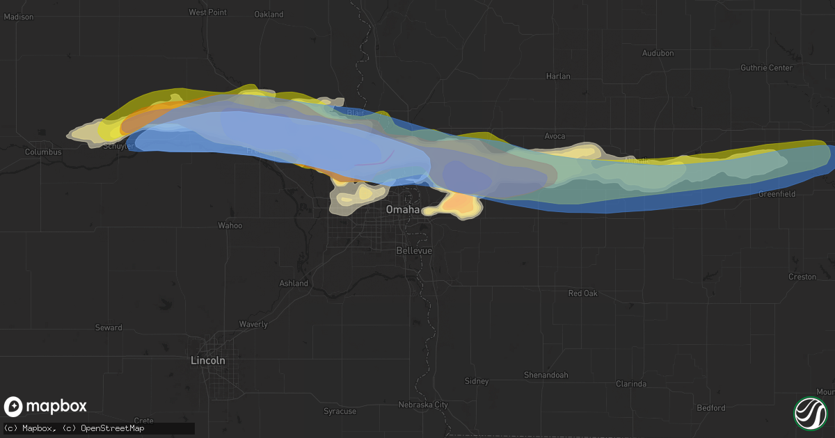 Hail map in Council Bluffs, IA on April 17, 2025