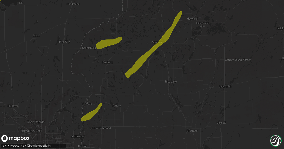 Hail map in Cumberland, WI on April 17, 2025
