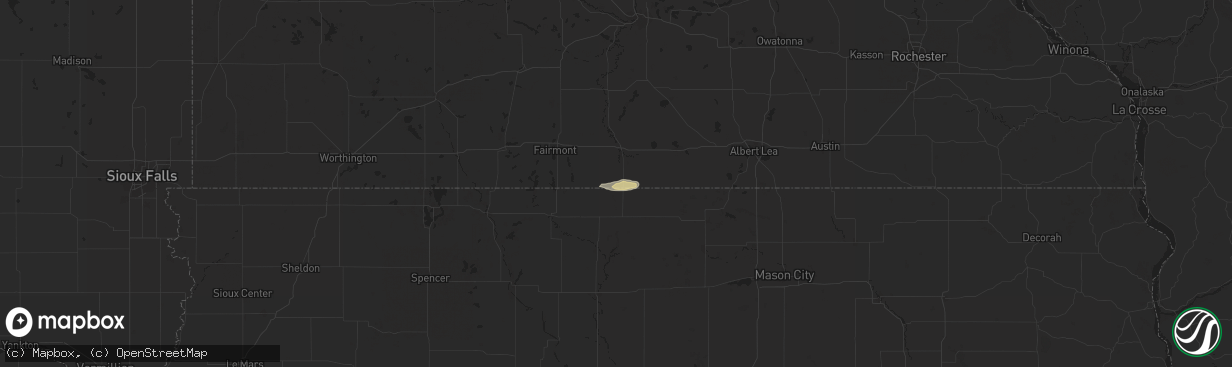 Hail map in Elmore, MN on April 17, 2025
