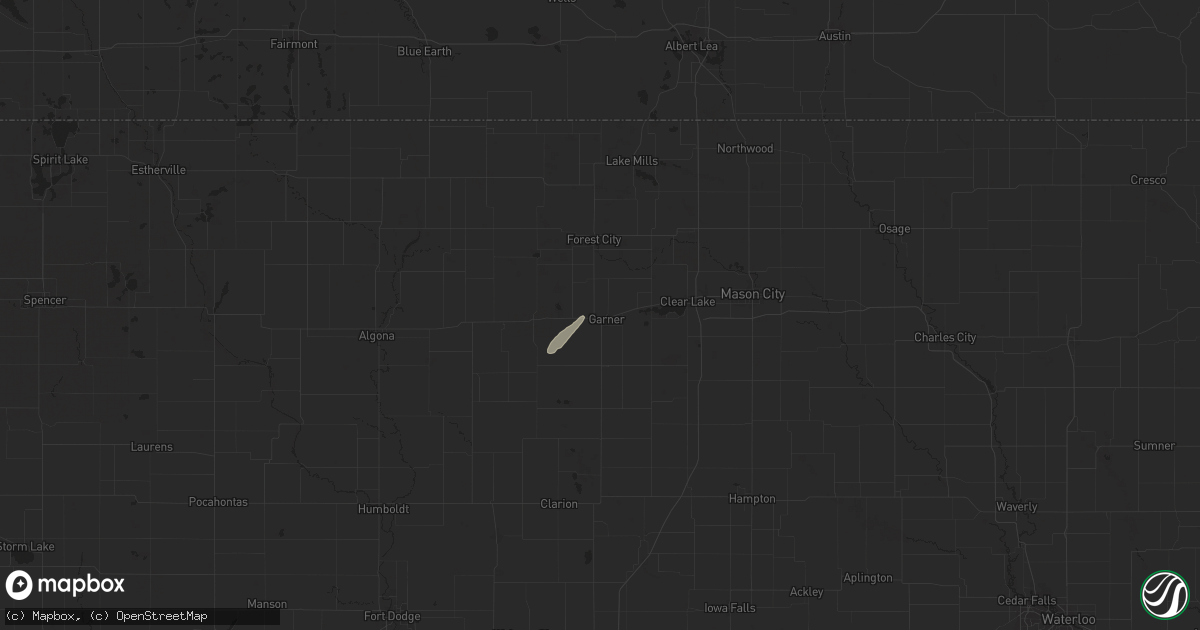 Hail map in Garner, IA on April 17, 2025