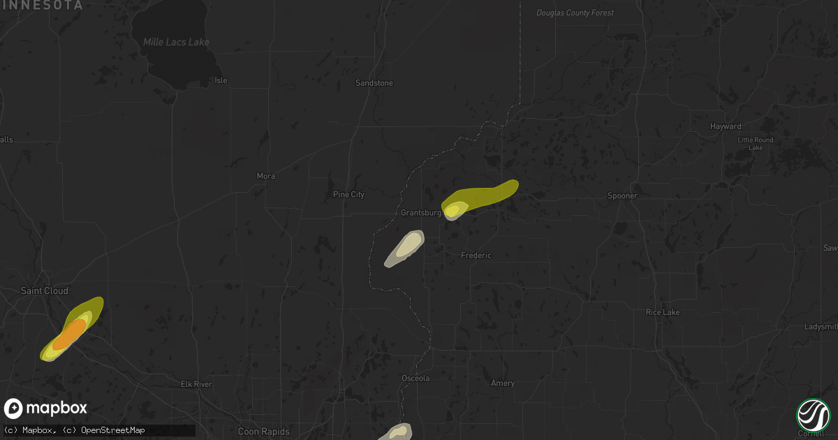 Hail map in Grantsburg, WI on April 17, 2025
