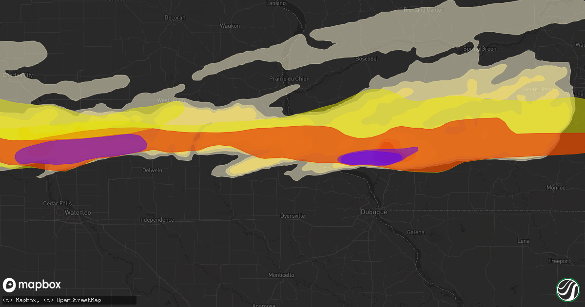 Hail map in Guttenberg, IA on April 17, 2025