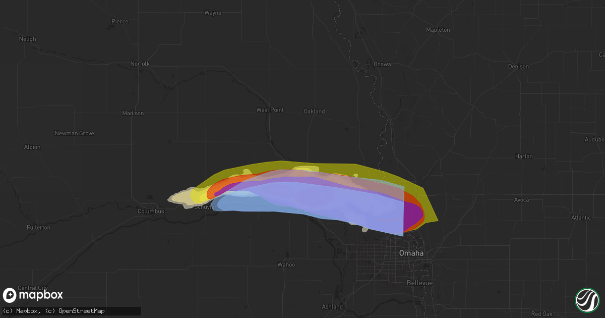 Hail map in Hooper, NE on April 17, 2025