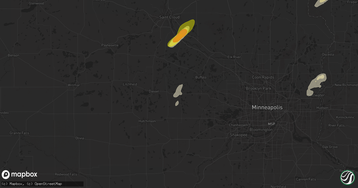 Hail map in Howard Lake, MN on April 17, 2025