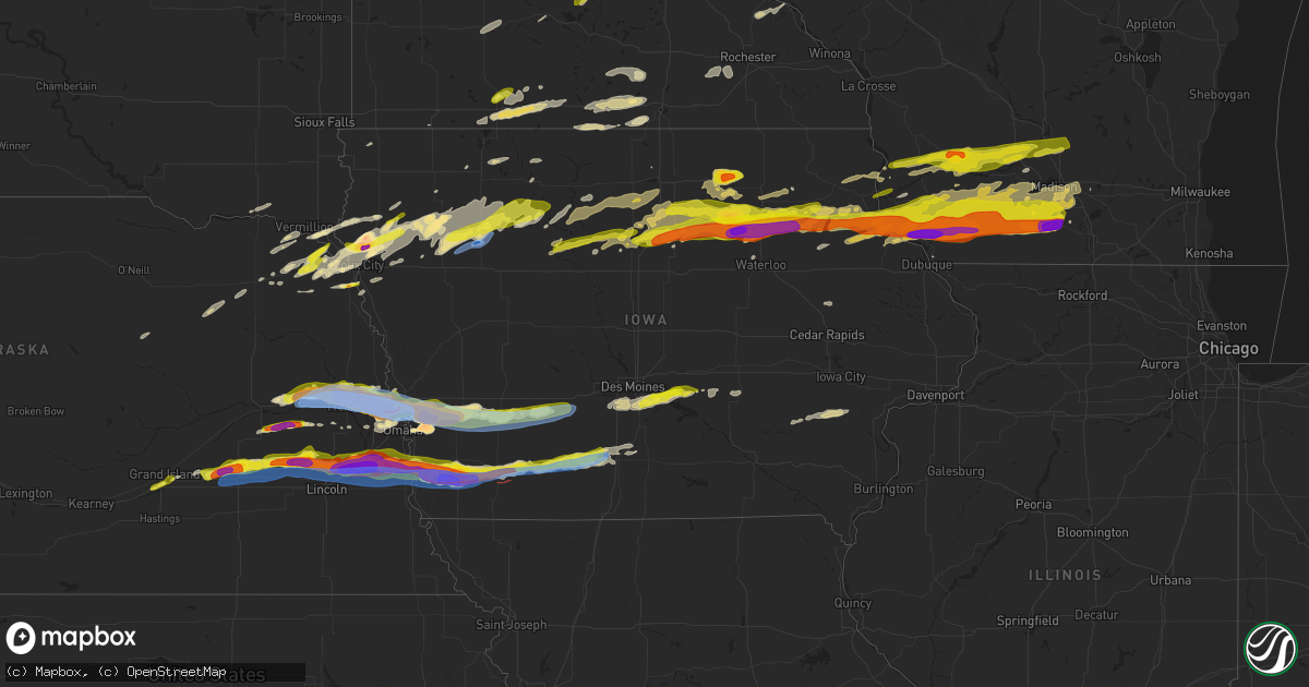 Hail map in Iowa on April 17, 2025
