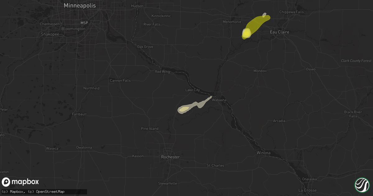 Hail map in Lake City, MN on April 17, 2025