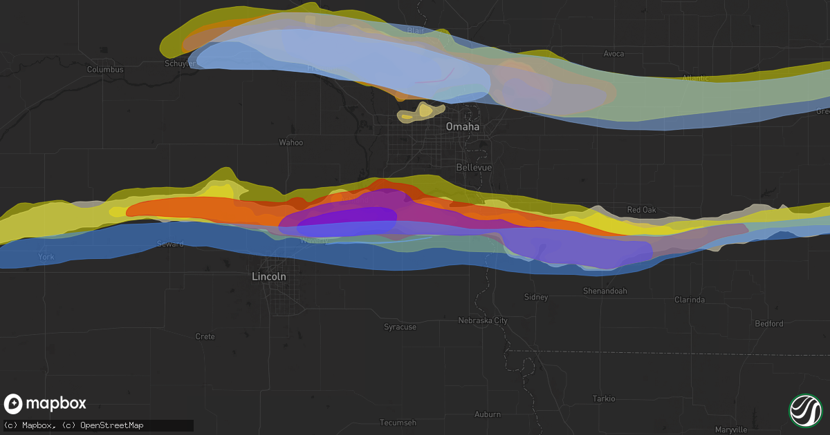 Hail map in Louisville, NE on April 17, 2025