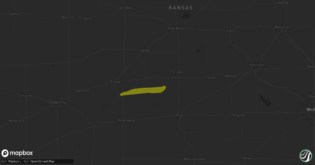 Hail map in Macksville, KS on April 17, 2025