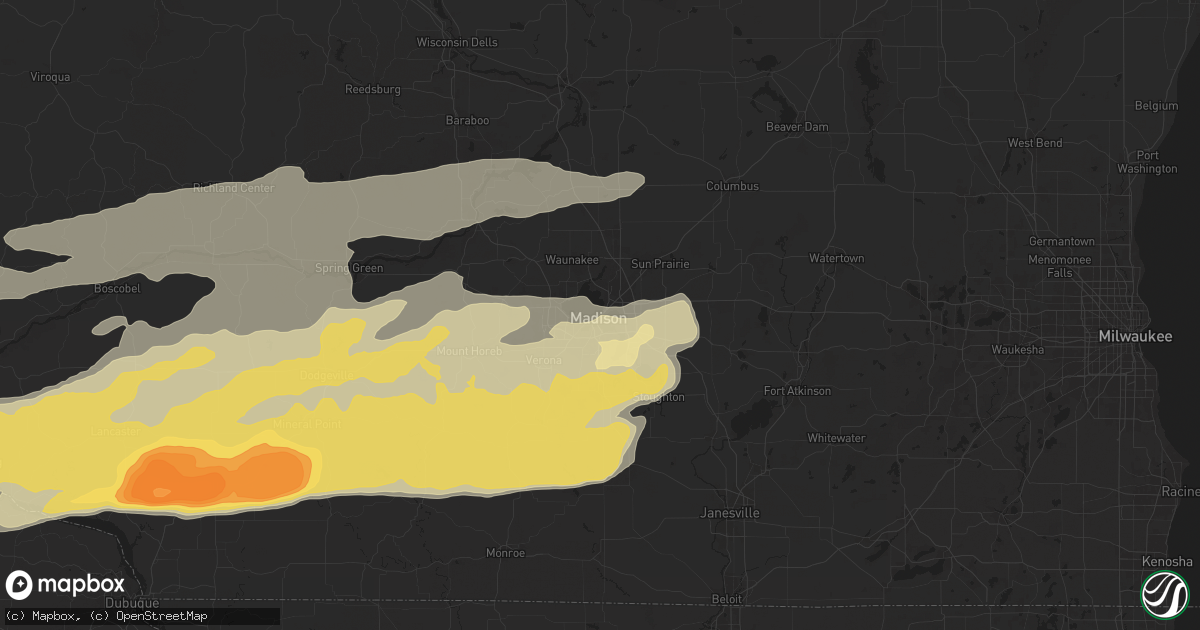 Hail map in Madison, WI on April 17, 2025