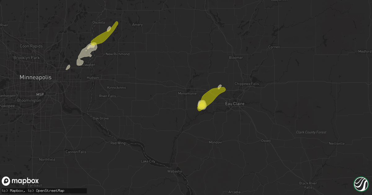Hail map in Menomonie, WI on April 17, 2025