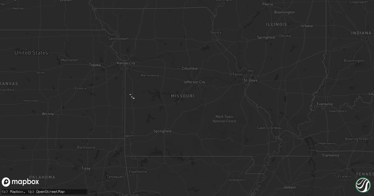Hail map in Missouri on April 17, 2025