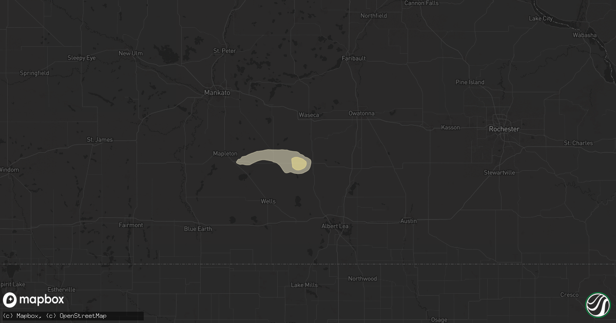 Hail map in New Richland, MN on April 17, 2025