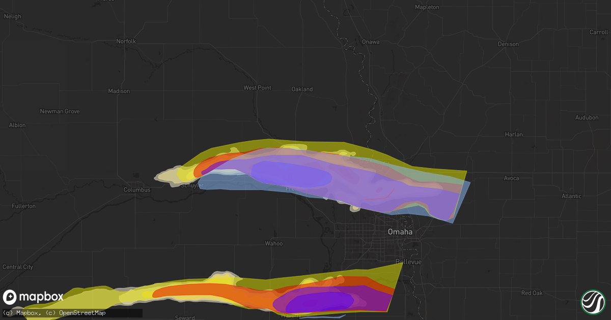 Hail map in Nickerson, NE on April 17, 2025