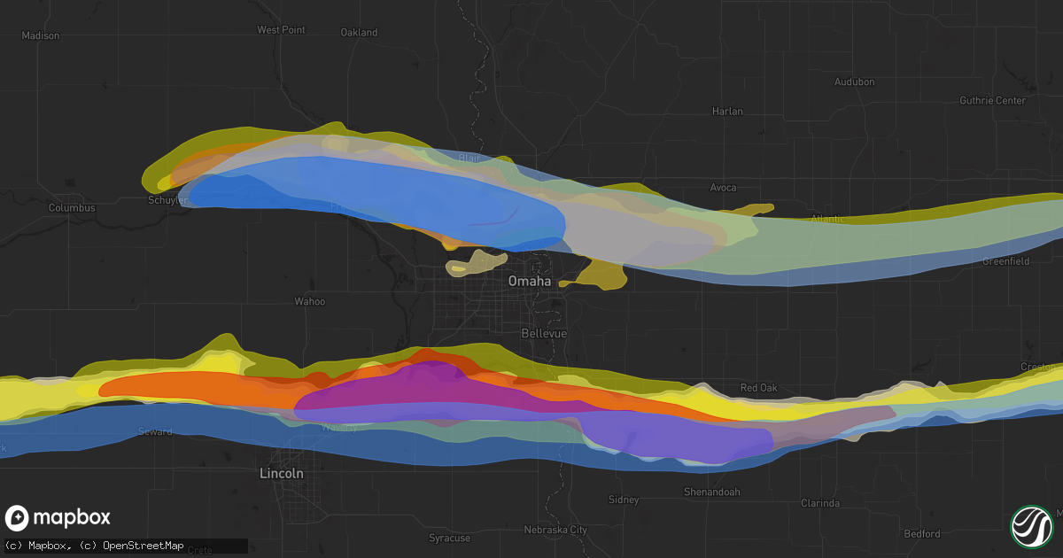 Hail map in Omaha, NE on April 17, 2025