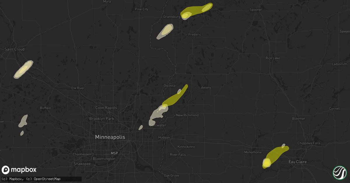 Hail map in Osceola, WI on April 17, 2025