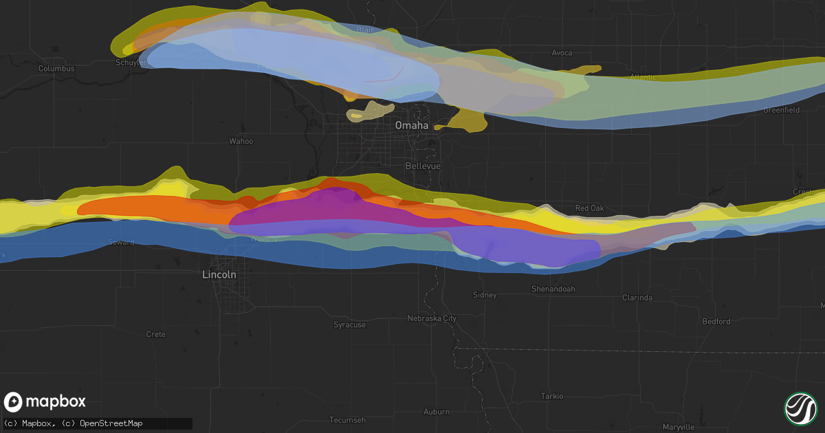 Hail map in Plattsmouth, NE on April 17, 2025
