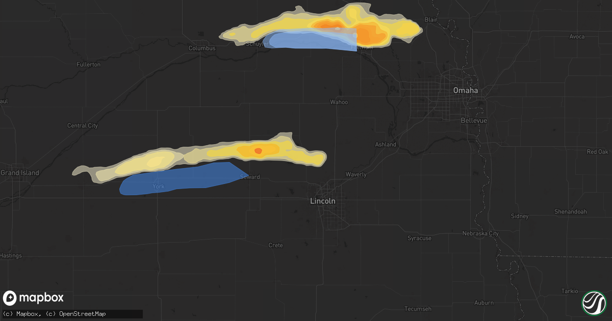 Hail map in Raymond, NE on April 17, 2025