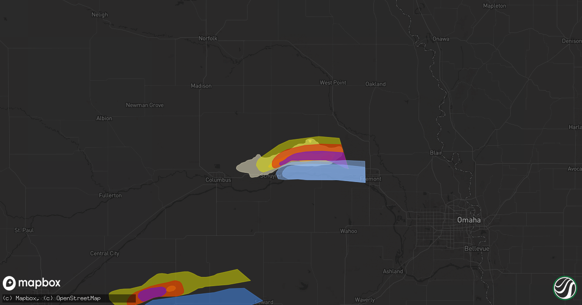 Hail map in Rogers, NE on April 17, 2025
