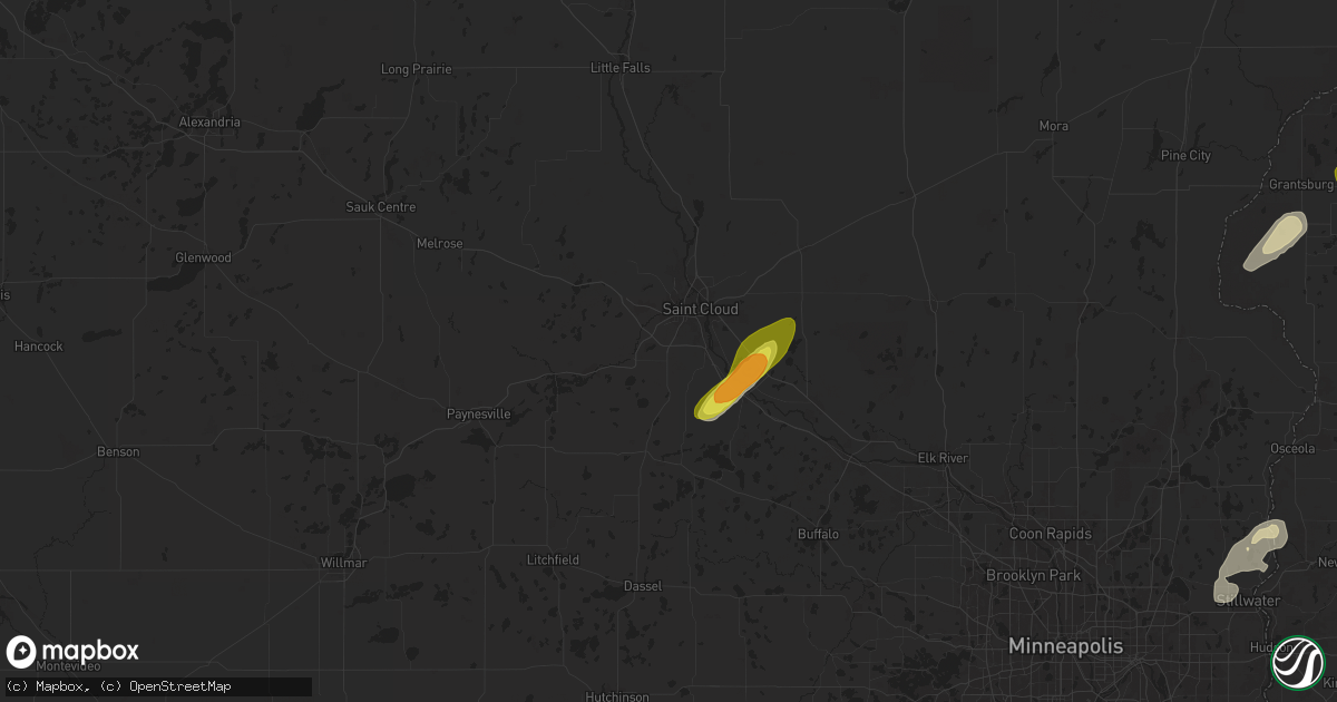 Hail map in Saint Cloud, MN on April 17, 2025