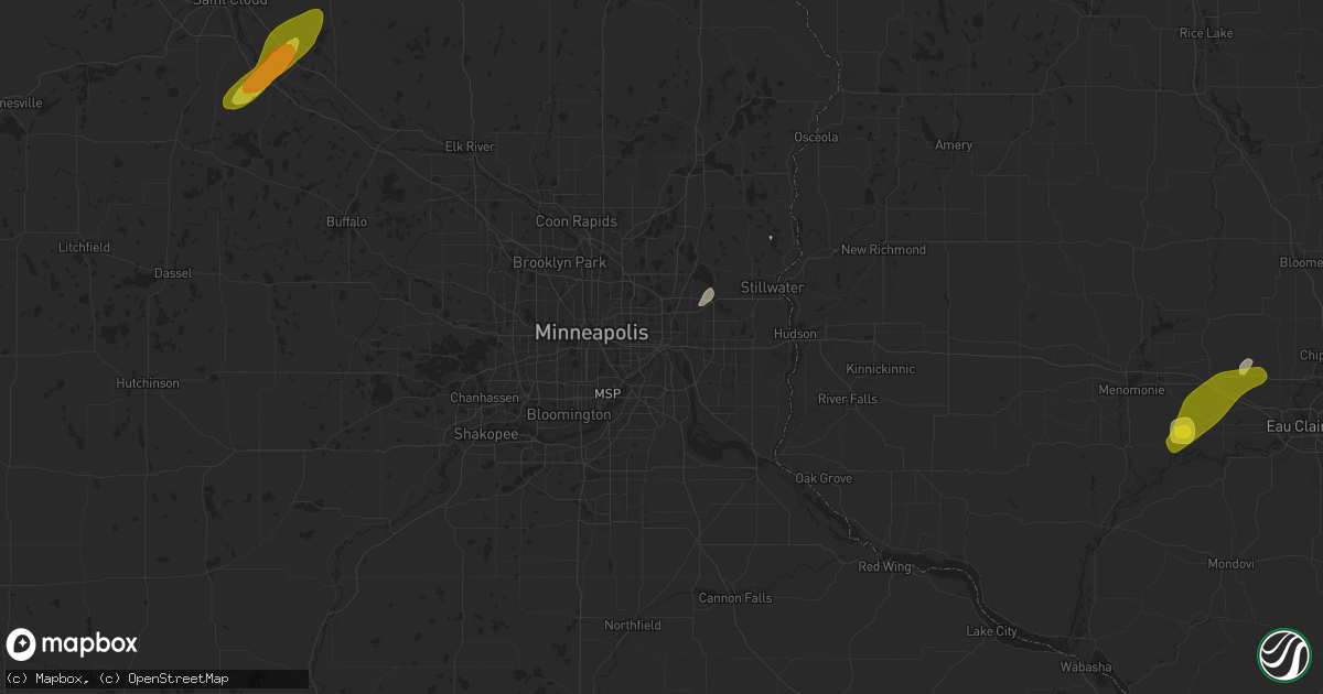 Hail map in Saint Paul, MN on April 17, 2025