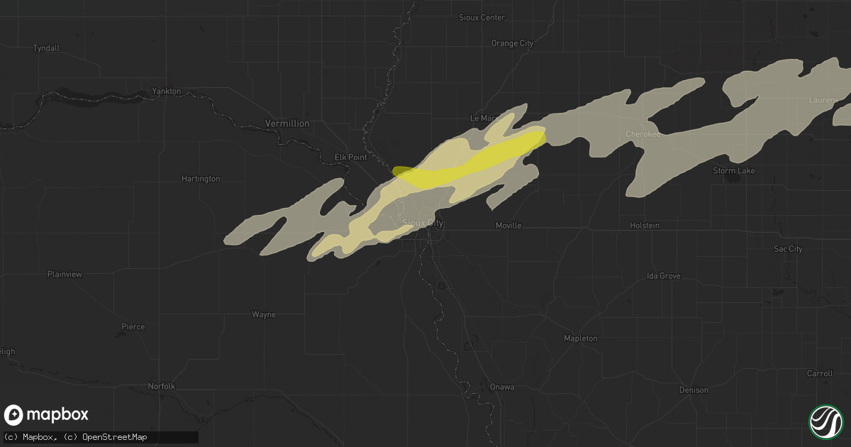 Hail map in Sioux City, IA on April 17, 2025