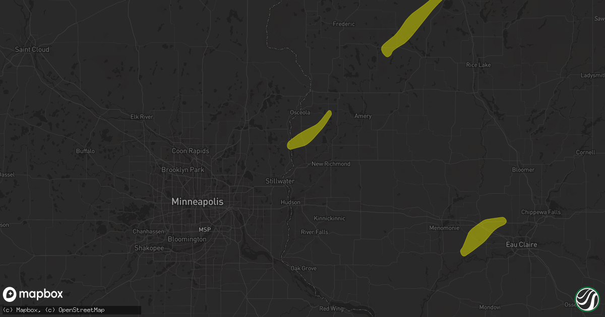 Hail map in Somerset, WI on April 17, 2025