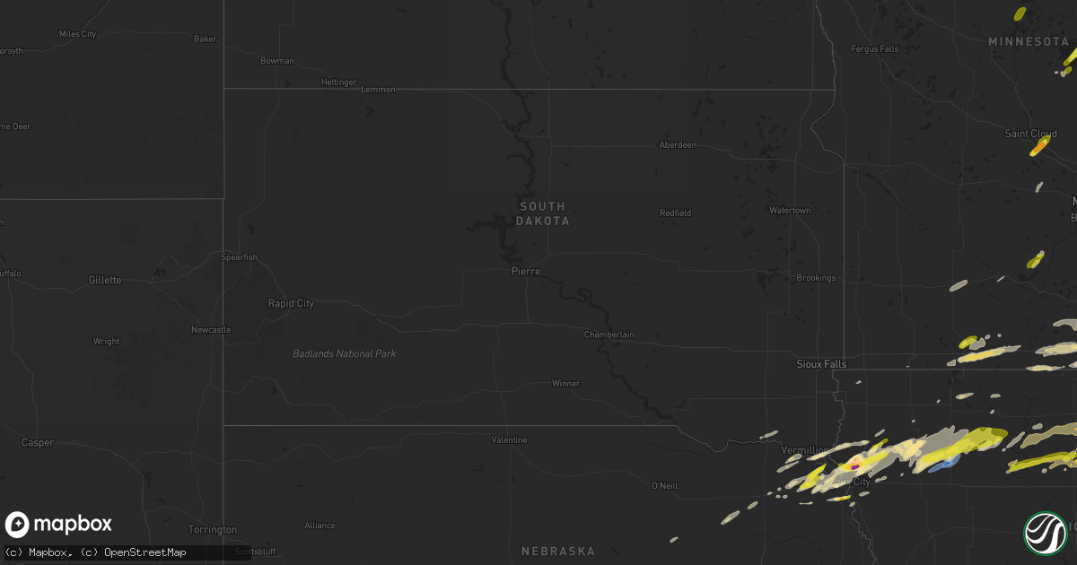 Hail map in South Dakota on April 17, 2025