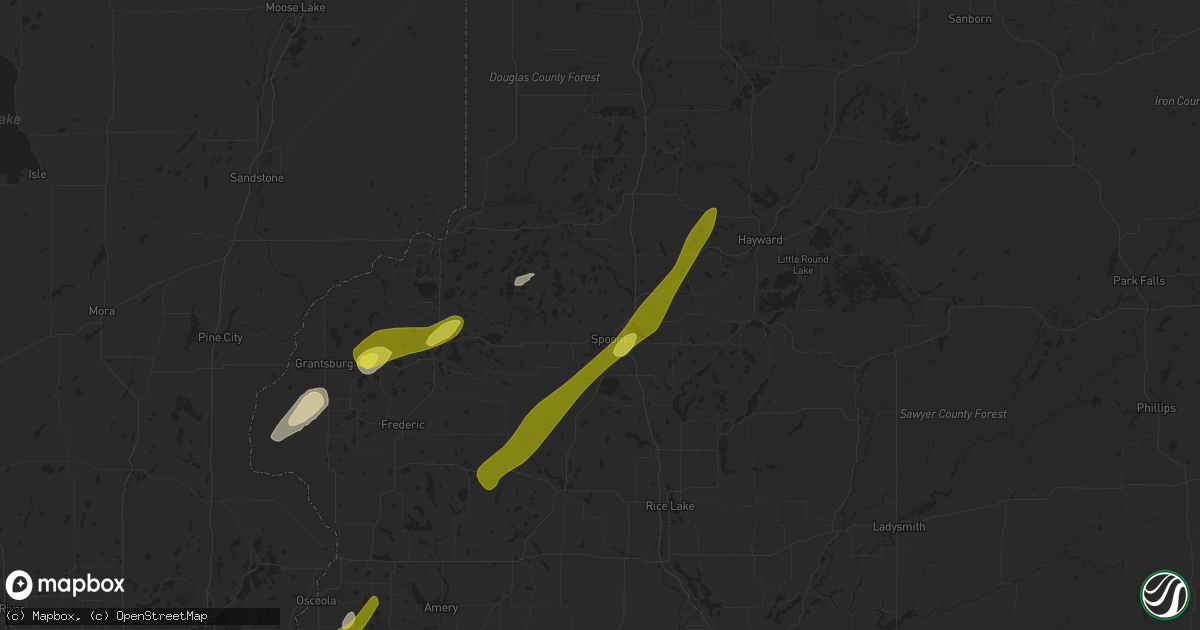 Hail map in Spooner, WI on April 17, 2025