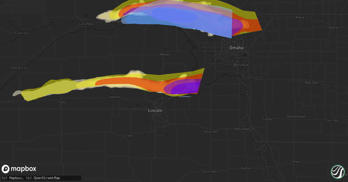 Hail map in Waverly, NE on April 17, 2025