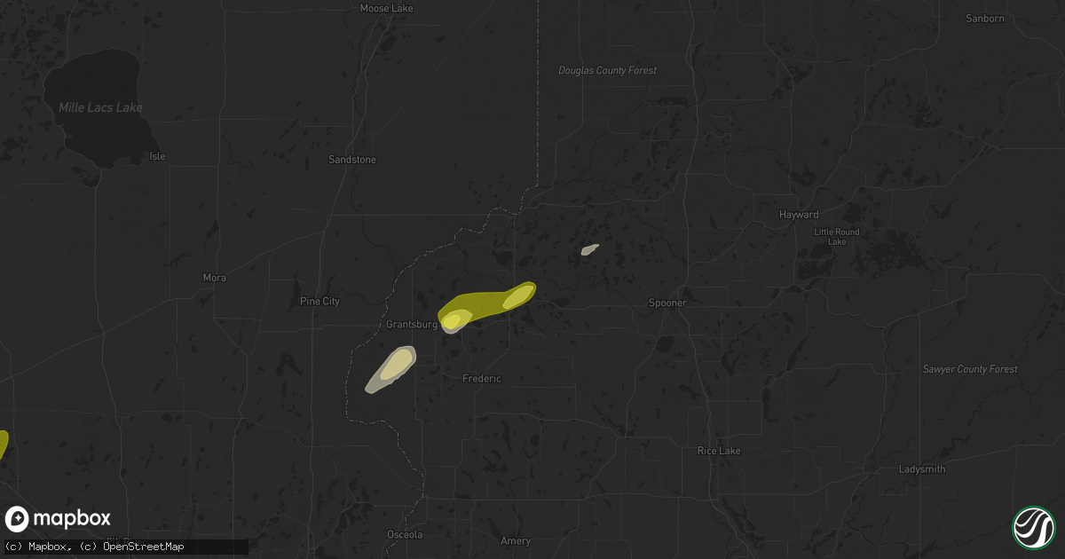 Hail map in Webster, WI on April 17, 2025