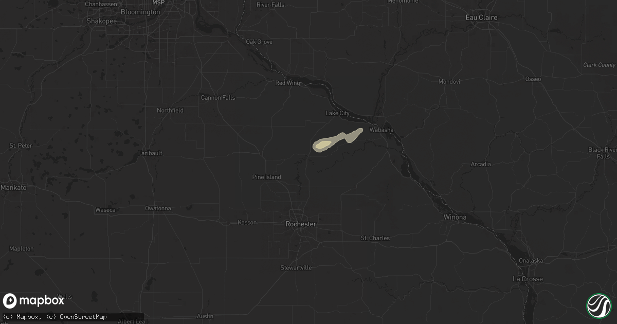 Hail map in Zumbro Falls, MN on April 17, 2025