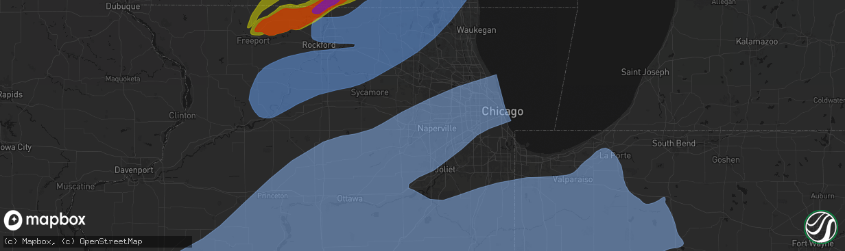Hail map in Aurora, IL on April 17, 2026