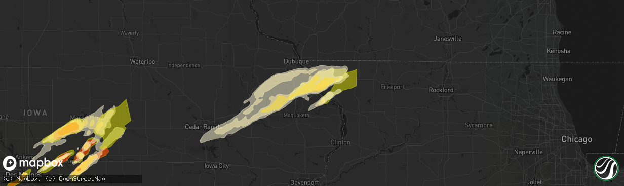 Hail map in Bellevue, IA on April 17, 2026