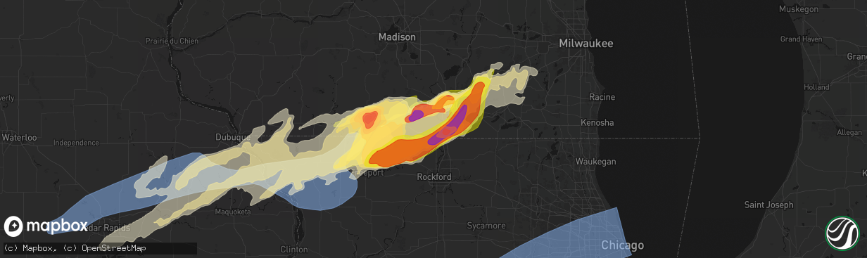 Hail map in Beloit, WI on April 17, 2026