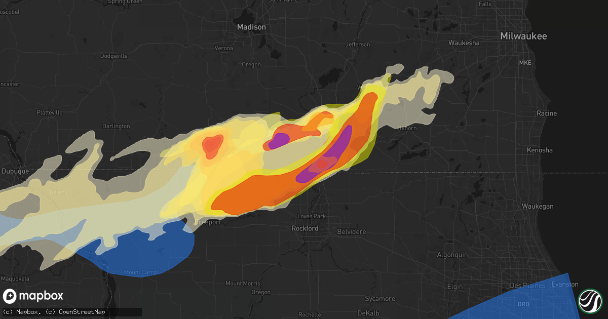 Hail map in Beloit, WI on April 17, 2026