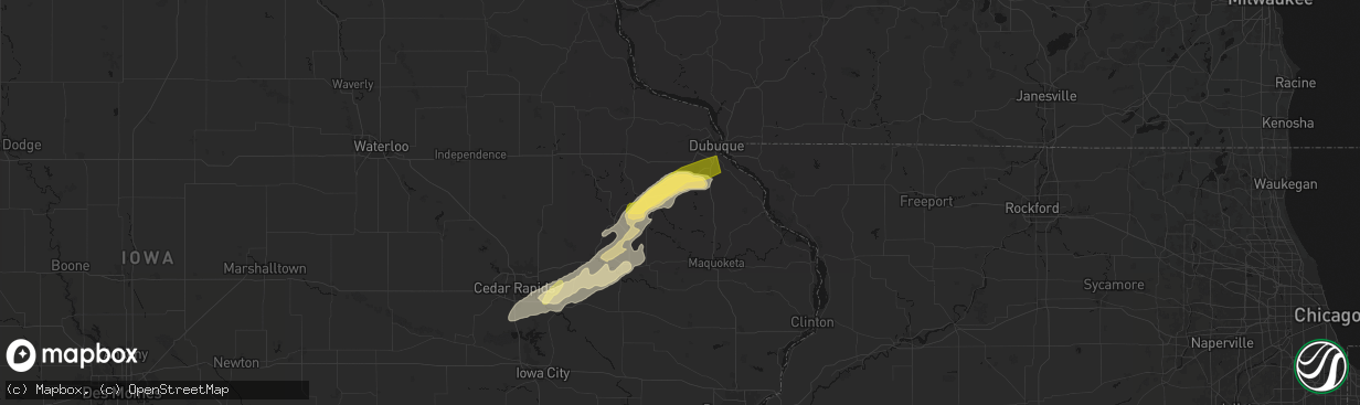 Hail map in Bernard, IA on April 17, 2026