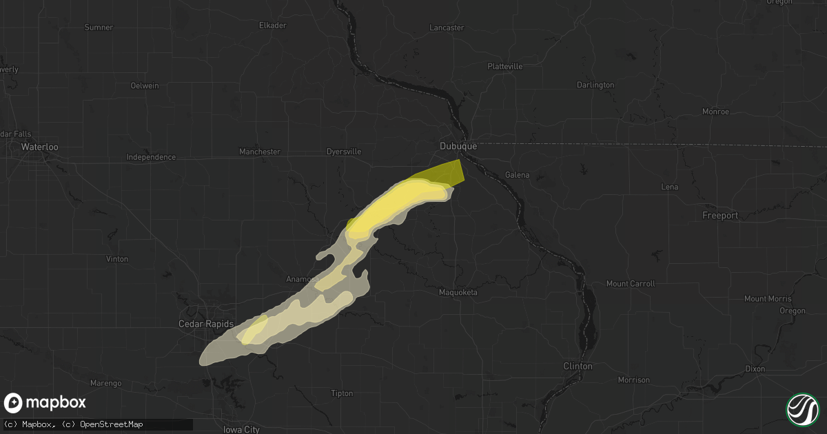 Hail map in Bernard, IA on April 17, 2026