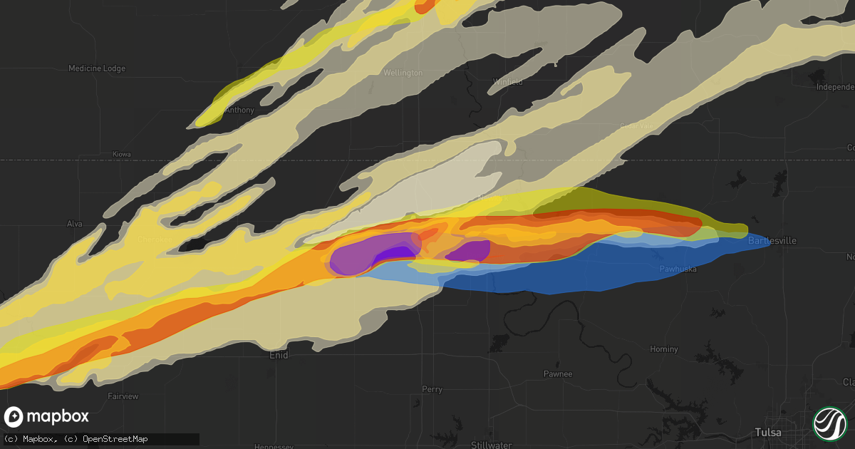 Hail map in Blackwell, OK on April 17, 2026