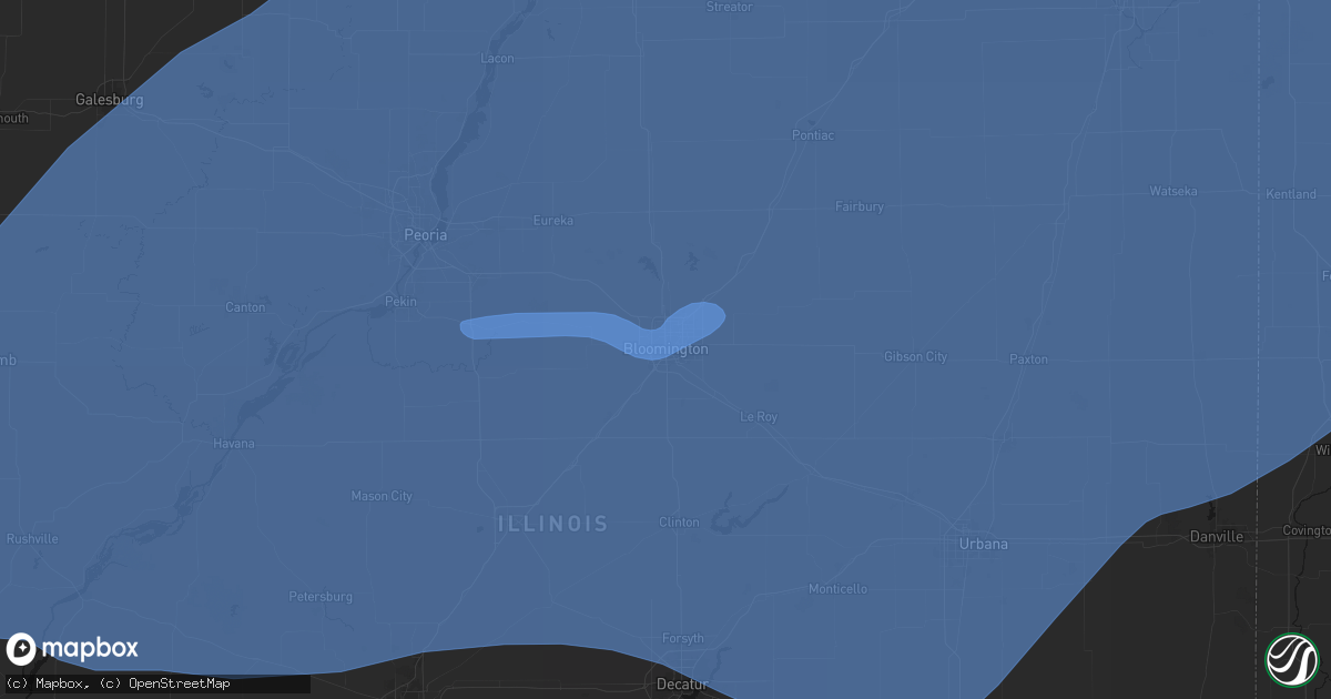 Hail map in Bloomington, IL on April 17, 2026