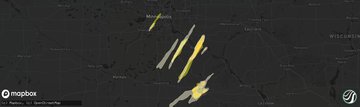 Hail map in Cannon Falls, MN on April 17, 2026