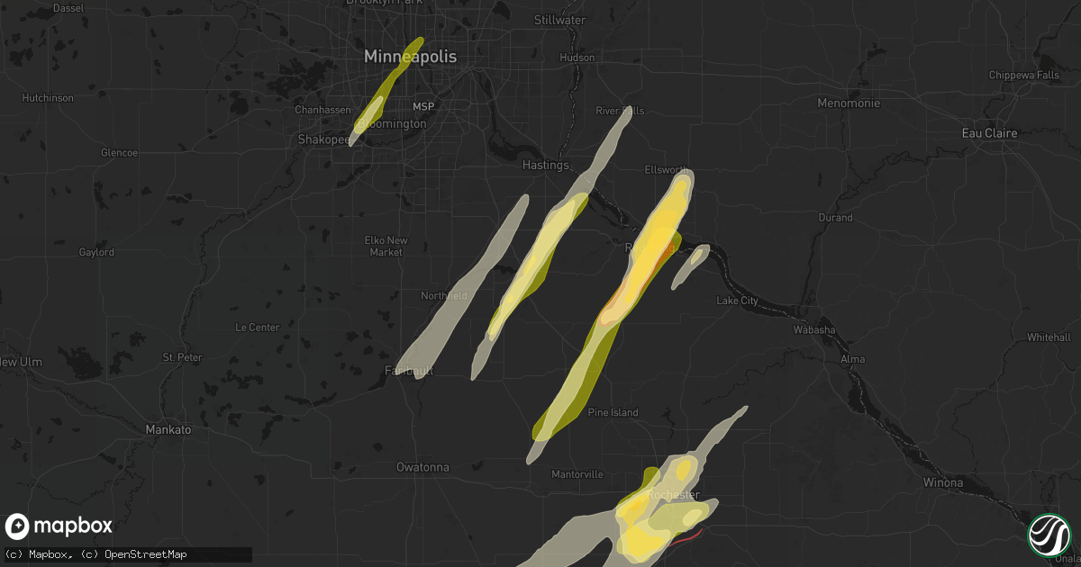 Hail map in Cannon Falls, MN on April 17, 2026