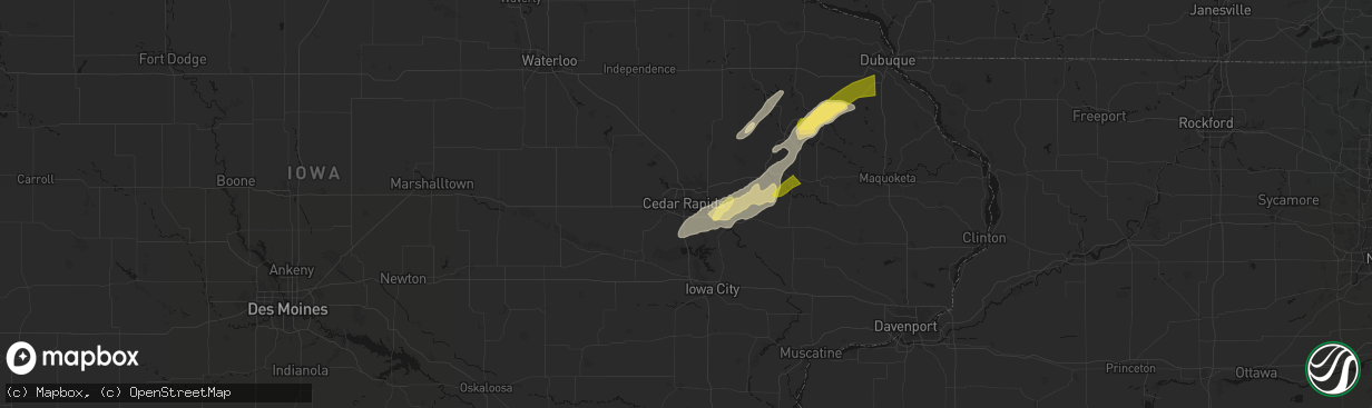 Hail map in Cedar Rapids, IA on April 17, 2026