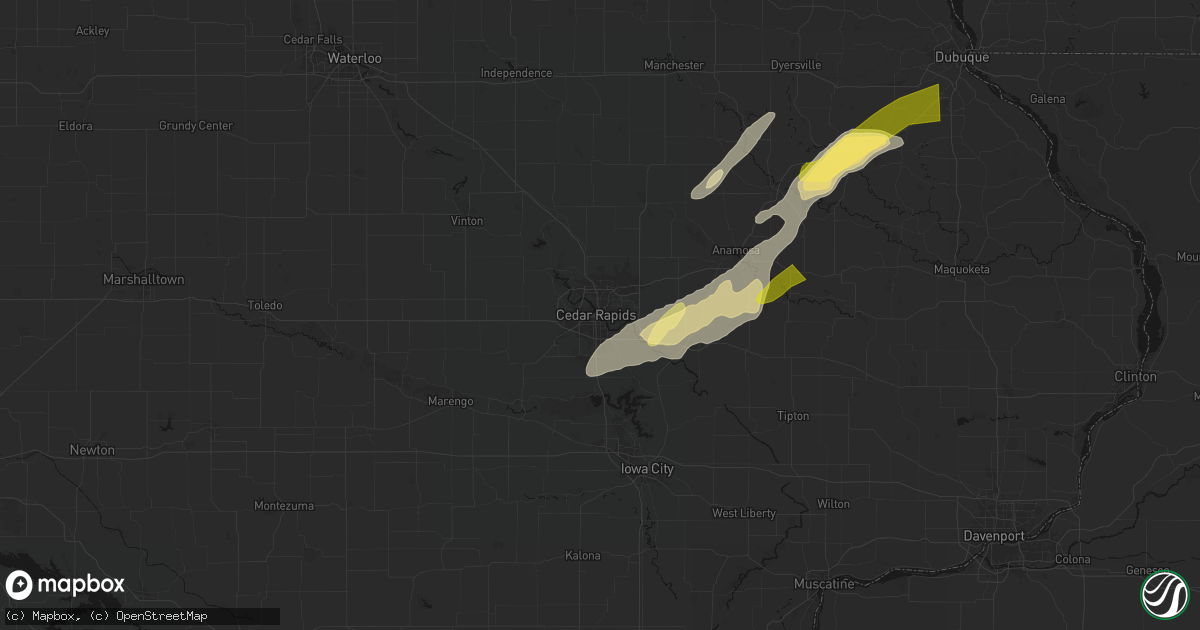 Hail map in Cedar Rapids, IA on April 17, 2026
