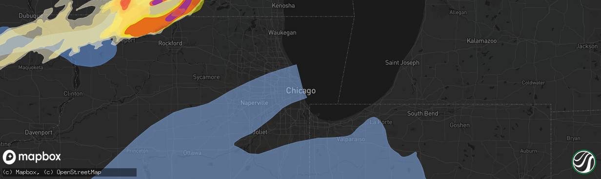 Hail map in Chicago, IL on April 17, 2026