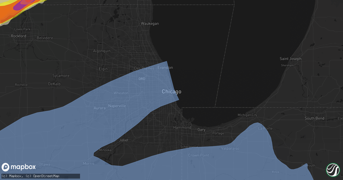 Hail map in Chicago, IL on April 17, 2026