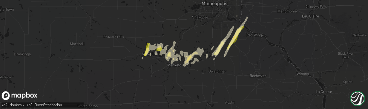 Hail map in Cleveland, MN on April 17, 2026