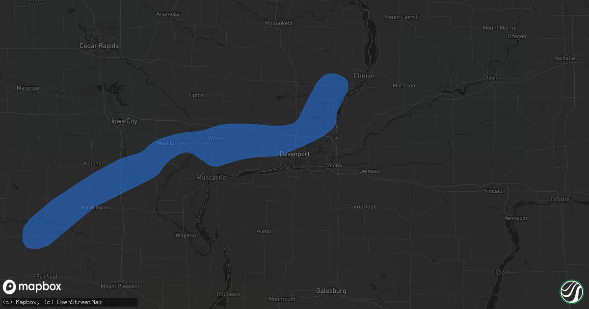 Hail map in Davenport, IA on April 17, 2026