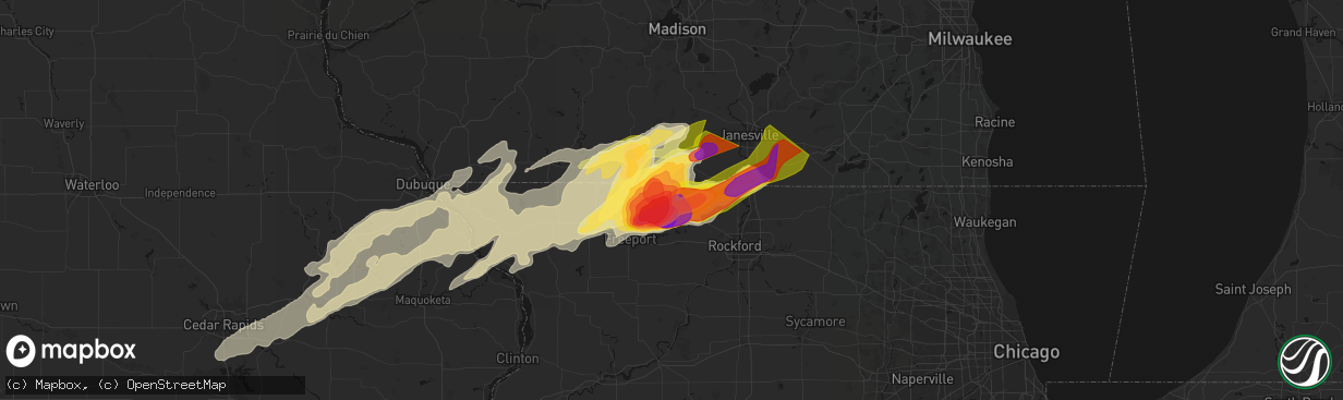 Hail map in Davis, IL on April 17, 2026