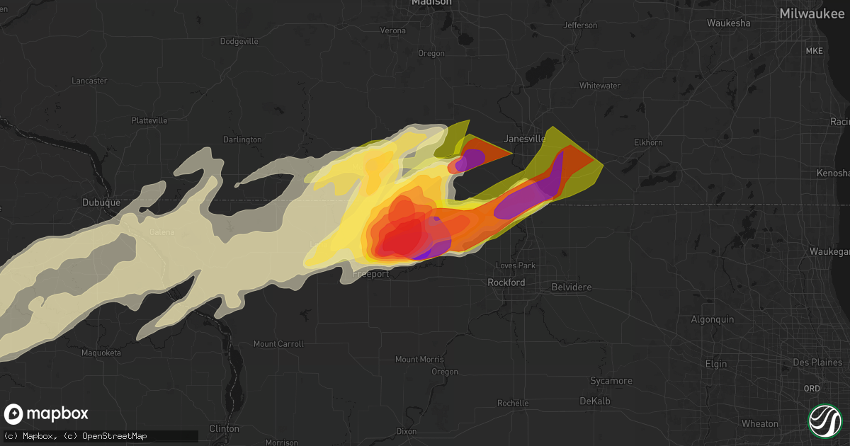 Hail map in Davis, IL on April 17, 2026