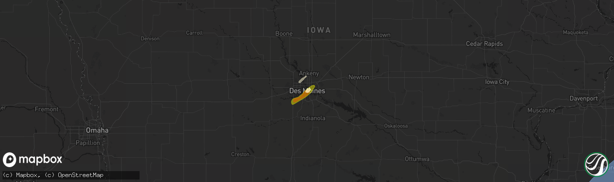 Hail map in Des Moines, IA on April 17, 2026